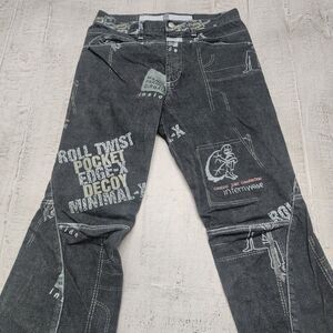 VINTAGE Marithe Francois‎ Girbaud Jeans Men 29 Black All Over Print 29x30 Flared